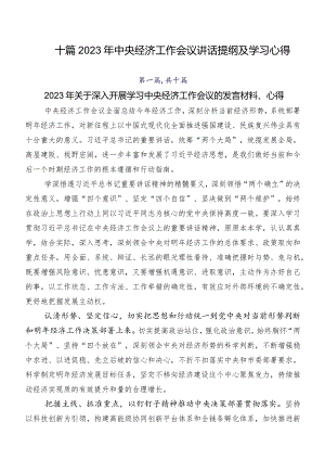 十篇2023年中央经济工作会议讲话提纲及学习心得.docx