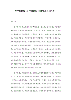在主题教育10个专项整治工作交流会上的讲话.docx