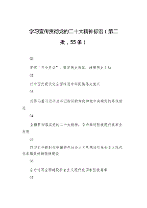 【二十大】学习宣传贯彻党的二十大精神标语（第二批55条）.docx