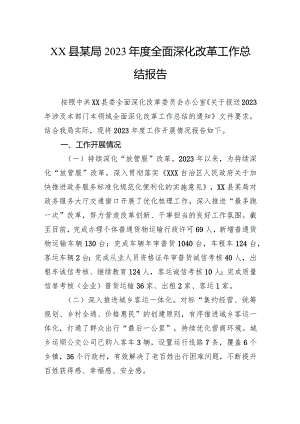 县某局2023年度全面深化改革工作总结报告.docx