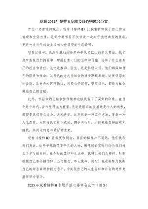 观看2023年榜样8专题节目心得体会范文.docx