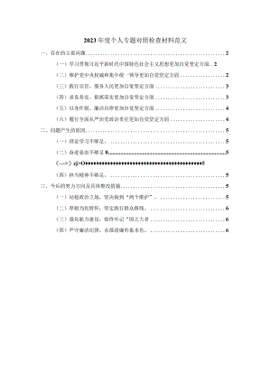 2023年度个人专题对照检查材料范文3.docx