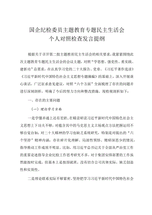 国企纪检委员第二批主题教育专题民主生活会个人对照检查材料.docx