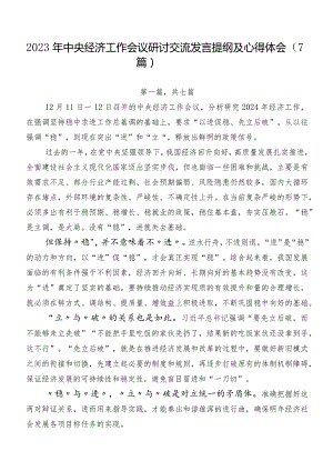 2023年中央经济工作会议研讨交流发言提纲及心得体会（7篇）.docx