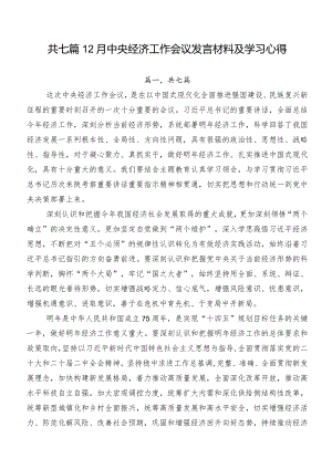 共七篇12月中央经济工作会议发言材料及学习心得.docx