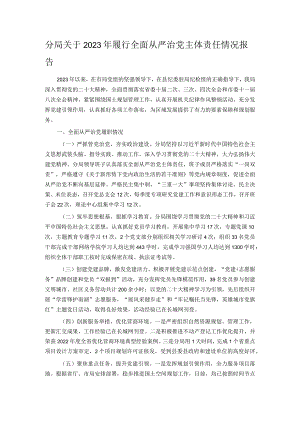 分局关于2023年履行全面从严治党主体责任情况报告.docx