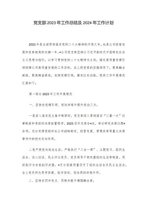 党支部2023年工作总结及2024年工作计划.docx