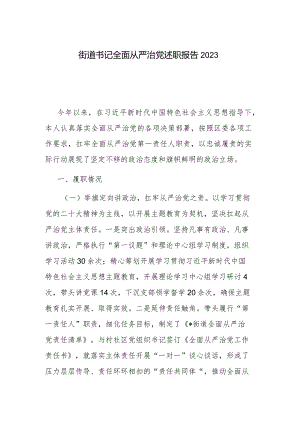 街道书记全面从严治党述职报告2023.docx