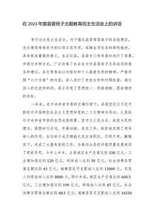 县委书记在县委领导班子2023-2024年度民主生活会上的讲话发言.docx