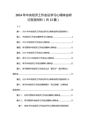 2024年中央经济工作会议学习心得体会研讨发言材料（共12篇）汇编.docx