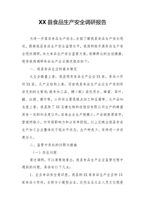 XX县食品生产安全调研报告.docx