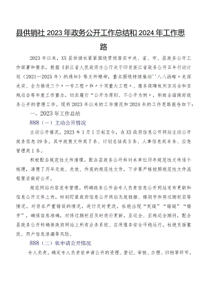 县供销社2023年政务公开工作总结和2024年工作思路.docx