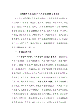 主题教育民主生活会个人对照检查材料2篇范文.docx