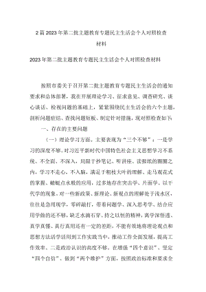 2篇2023年第二批主题教育专题民主生活会个人对照检查材料.docx