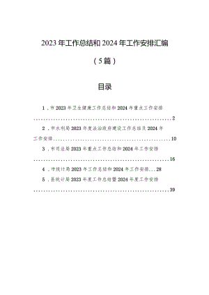 2023年工作总结和2024年工作安排汇编（5篇）.docx