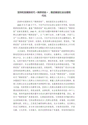 坚持和发展新时代“枫桥经验”推进基层社会治理现代化.docx