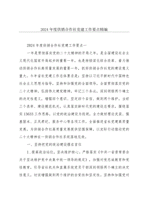 2024年度供销合作社党建工作要点精编.docx