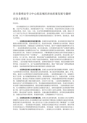 在市委理论学习中心组县域经济高质量发展专题研讨会上的发言.docx