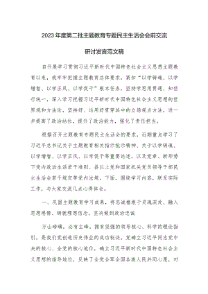 2023年度第二批主题教育专题民主生活会会前交流研讨发言范文稿.docx
