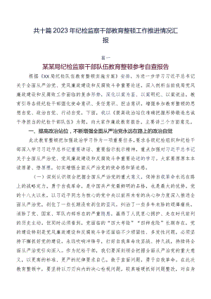 共十篇2023年纪检监察干部教育整顿工作推进情况汇报.docx