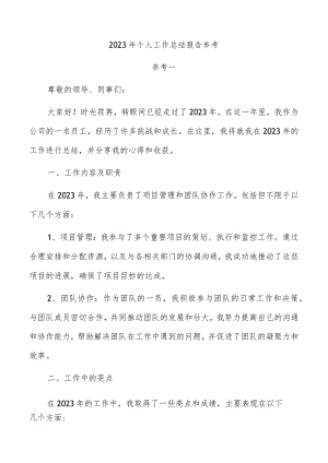 2023年个人工作总结报告参考.docx