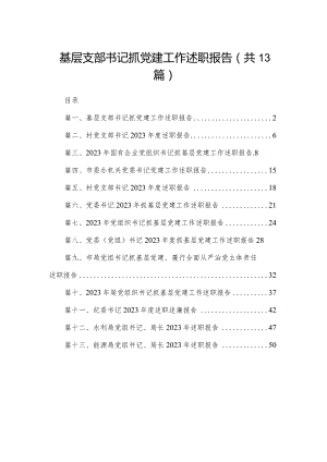 基层支部书记抓党建工作述职报告（共13篇）.docx