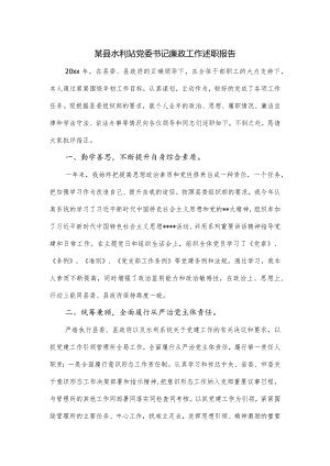 某某县水利站党委书记廉政工作述职报告.docx
