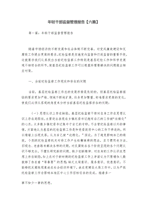 年轻干部监督管理报告【六篇】.docx