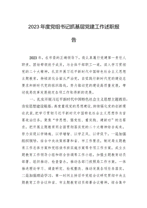 2023年度党组书记抓基层党建工作述职报告.docx