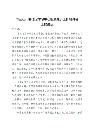 书记在市委理论学习中心组暨经济工作研讨会上的讲话.docx