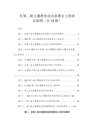在第二批专题教育动员部署会上的讲话提纲（共13篇）.docx