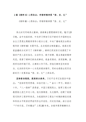 2篇《榜样8》心得体会：学榜样精神要“修、实、扎”.docx