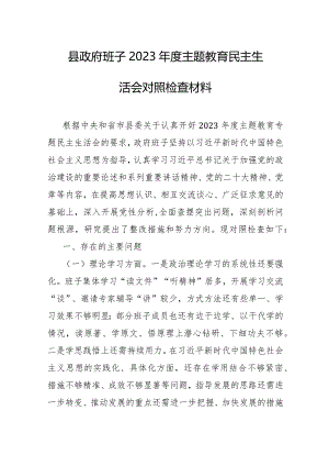 县政府班子2023年度主题教育民主生活会对照检查材料.docx