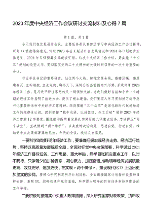 2023年度中央经济工作会议研讨交流材料及心得7篇.docx