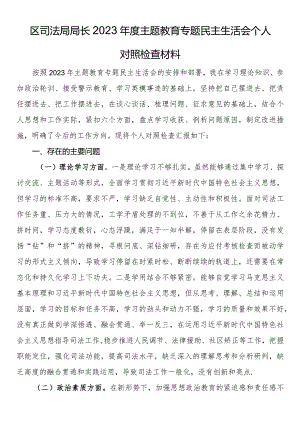 区司法局局长2023年度主题教育专题民主生活会个人对照检查材料.docx