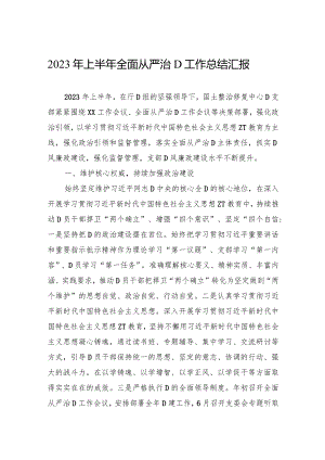 2023年上半年全面从严治党工作总结汇报.docx