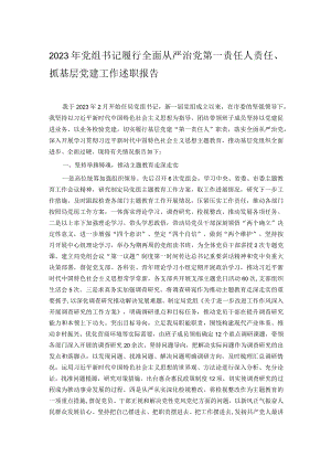 2023年党组书记履行全面从严治党第一责任人责任.docx