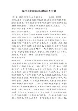 2023年度组织生活会情况报告12篇.docx