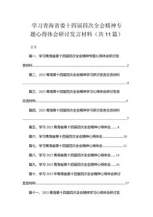 学习青海省委十四届四次全会精神专题心得体会研讨发言材料（共11篇）.docx