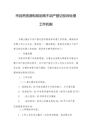 市自然资源和规划局不动产登记投诉处理工作机制.docx