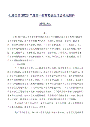 七篇合集2023年度集中教育专题生活会检视剖析检查材料.docx