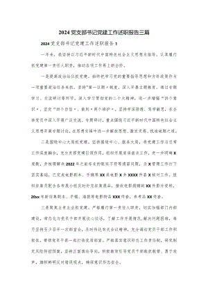 2024党支部书记党建工作述职报告三篇.docx