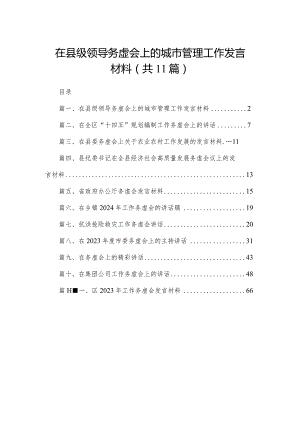 在县级领导务虚会上的城市管理工作发言材料（共11篇）.docx