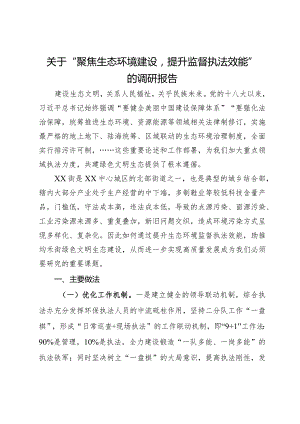 关于“聚焦生态环境建设提升监督执法效能”的调研报告.docx