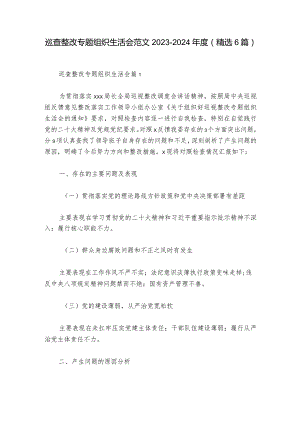 巡查整改专题组织生活会范文2023-2024年度(精选6篇)_1.docx