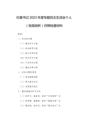 纪委书记2023年度专题民主生活会个人（检视剖析）对照检查材料.docx