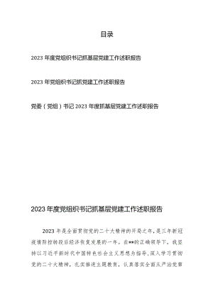 2023年度党组织书记抓基层党建工作述职报告3篇.docx