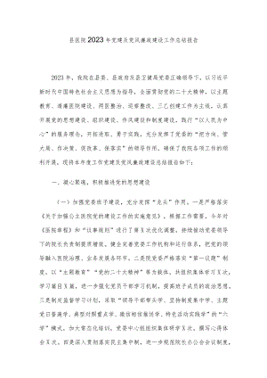 县医院2023年党建及党风廉政建设工作总结报告.docx