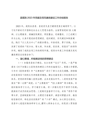 县医院2023-2024年党建及党风廉政建设工作总结报告.docx