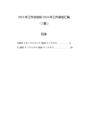 2023年工作总结和2024年工作谋划汇编（2篇）.docx